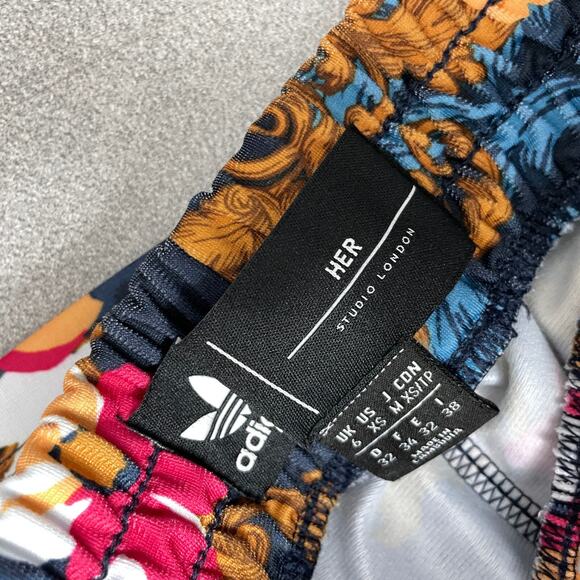 Adidas Her Studio London Floral Shorts XS Blue Multi Striped Run Workout Train - Picture 8 of 8